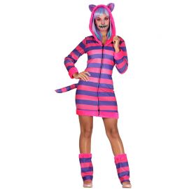 Disfraz de Gato Rayado para Mujer Rosa y Morado Disfraz de Gato Rayado para Mujer Rosa y Morado