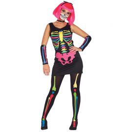 Disfraz de Skeleton Neon para Mujer con Mangas