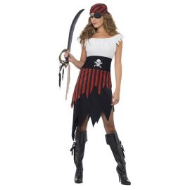Disfraz de Pirata con Bandana de Rallas para Mujer