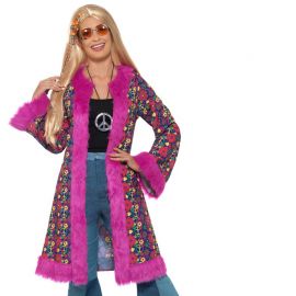 Abrigo Hippie para Mujer con Pelo Rosa Abrigo Hippie para Mujer con Pelo Rosa