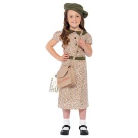 Disfraz de Niña de la Segunda Guerra Mundial Estampado