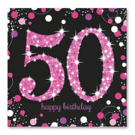 16 Servilletas 50 años Elegant Pink 33 cm