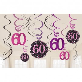 12 Colgantes 60 Años Elegant Pink