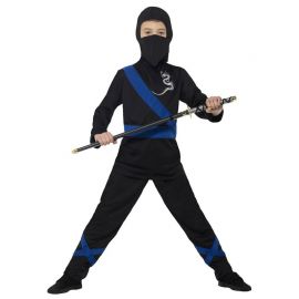 Disfraz de Asesino Ninja Negro y Azul de Niño Disfraz de Asesino Ninja Negro y Azul de Niño