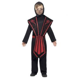 Disfraz de Ninja Negro y Rojo para Niño Disfraz de Ninja Negro y Rojo para Niño