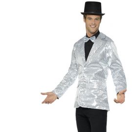 Chaqueta de Lentejuelas Plateada para Hombre Chaqueta de Lentejuelas Plateada para Hombre