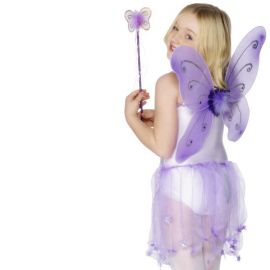 Alas de Mariposa Lila con Varita para Niña Alas de Mariposa Lila con Varita para Niña