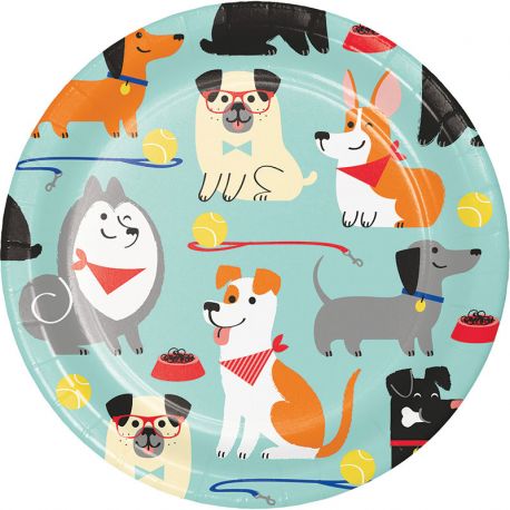 8 Platos Perritos 18 cm