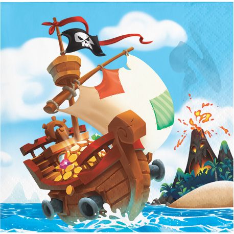 16 Servilletas Tesoro Pirata 25 cm