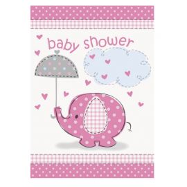 8 Invitaciones Baby Shower Elefante Niña