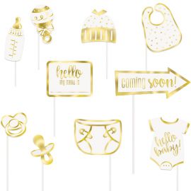 10 Accesorios para Photocall Hello Baby Metalizados