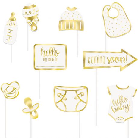 10 Accesorios para Photocall Hello Baby Metalizados