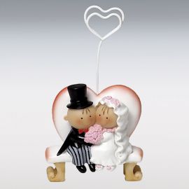 6 Porta-Tarjetas Novios Banco de Corazón 12,5 cm 6 Porta-Tarjetas Novios Banco de Corazón 12,5 cm