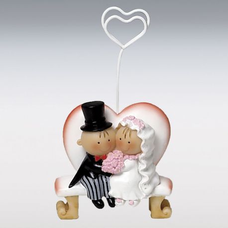 6 Porta-Tarjetas Novios Banco de Corazón 12,5 cm