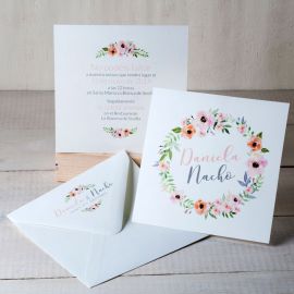 25 Invitaciones para Bodas Corona de Flores con Sobre 25 Invitaciones para Bodas Corona de Flores con Sobre