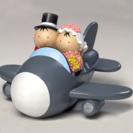 Figura de Novios y Hucha con Avión 19 cm