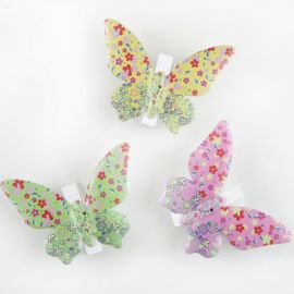 3 Pinzas Mariposas Multicolor Metal