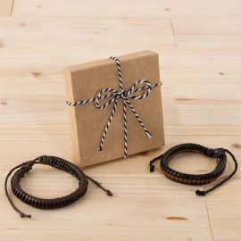 2 Pulseras Trenzada Bicolor con Caja Adornada 2 Pulseras Trenzada Bicolor con Caja Adornada