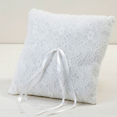 Cojín para Alianzas con Encaje Marfil 20 cm x 20 cm