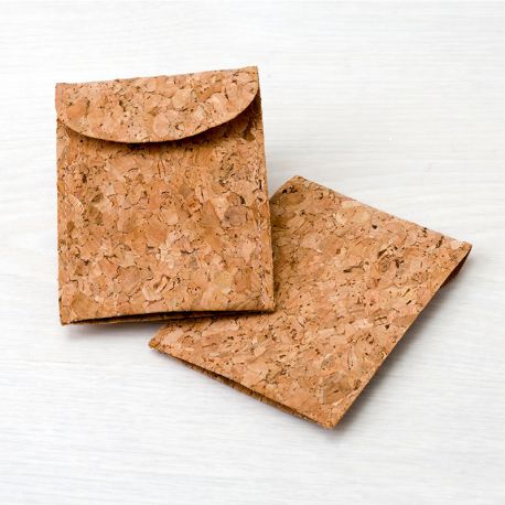 12 Estuches de Corcho con Cierre Velcro 7cm x 9 cm