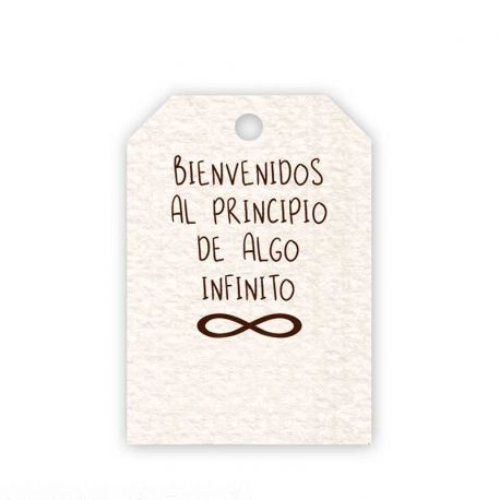 50 Tarjetas Símbolo Infinito Blanca 2,7 cm x 4 cm