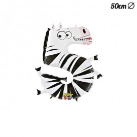 Globo Zebra Numero 5 Foil 50 cm