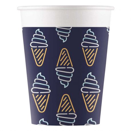 8 Vasos Fiesta Neon de Cartón 200 ml