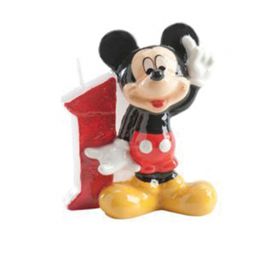 8 Velas Nº 1 Mickey Mouse 6,5 cm