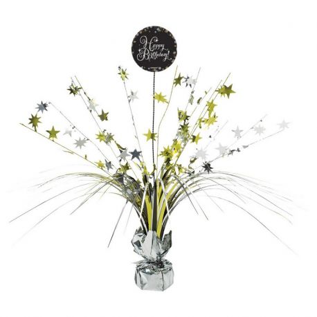 Centro de Mesa Elegant Dorado Happy Birthday 33 cm