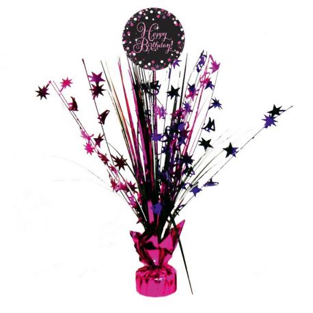 Centro de Mesa Elegant Rosa Happy Birthday 33 cm