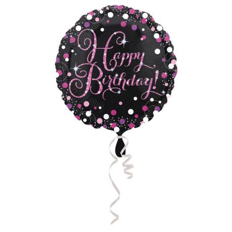 Globo Happy Birthday Elegant Rosa Foil