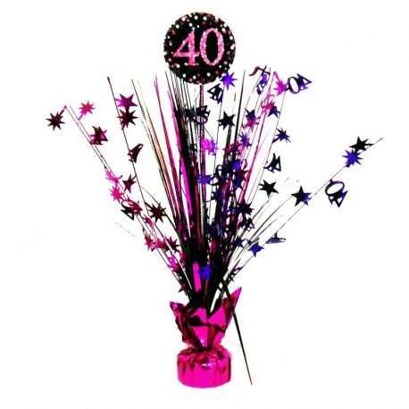 Centro de Mesa Elegant Rosa 40 Años 33 cm