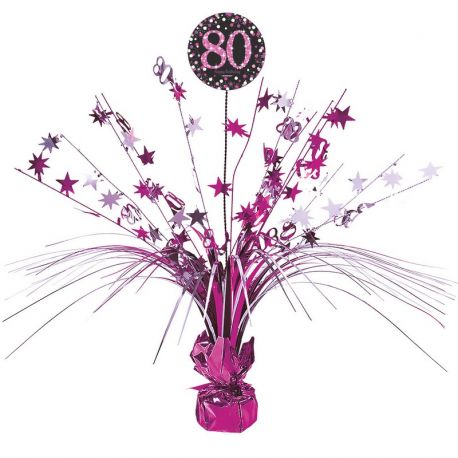 Centro de Mesa Elegant Rosa 80 Años 33 cm
