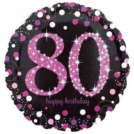 Globo Foil 80 Años Elegant Rosa 43 cm