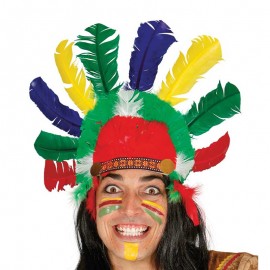Penacho de Indio con Plumas de Colores Penacho de Indio con Plumas de Colores