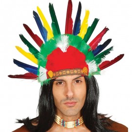 Penacho de Indio con Plumas Blancas Penacho de Indio con Plumas Blancas
