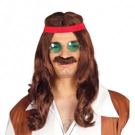 Peluca de Hippie con Bigote Peluca de Hippie con Bigote
