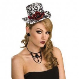 Mini Sombrero Blanco y Negro con Rosas Rojas
