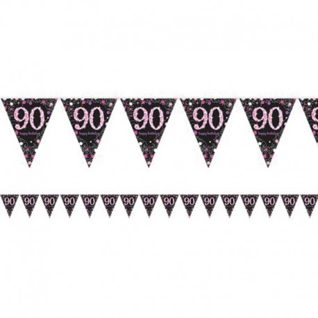 Banderín 90 Años Elegant Rosa