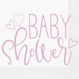 16 Servilletas Baby Shower Niña 33 cm