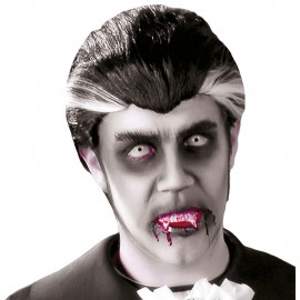 Peluca de Vampiro con Dos Mechas Blancas Peluca de Vampiro con Dos Mechas Blancas