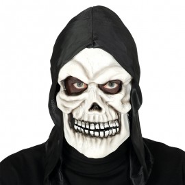 Máscara Calavera de Látex con Capucha Negra Máscara Calavera de Látex con Capucha Negra