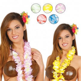 Collar Hawaiano con Toques Blancos en Colores Surtidos