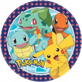 8 Platos Pokémon Papel Redondos 22.8 cm