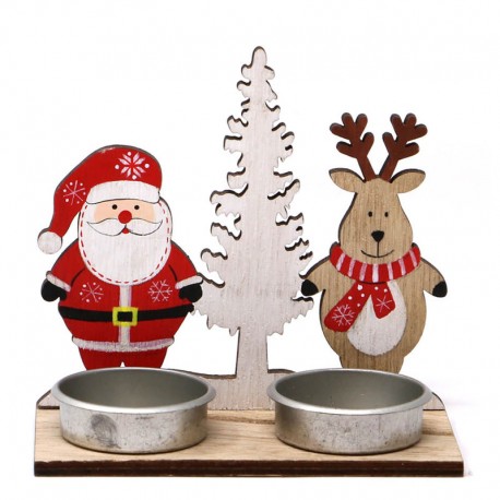 Portavelas Madera Noel 12 X 11 Cms