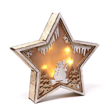 Estrella Madera Led 24 Cms