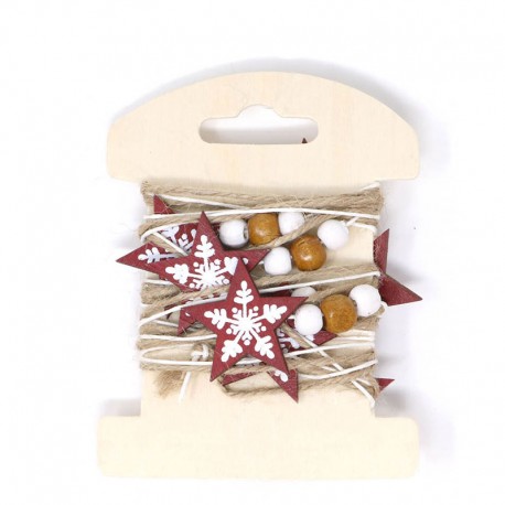 Guirnalda Estrellas Rojas Madera 200 Cms