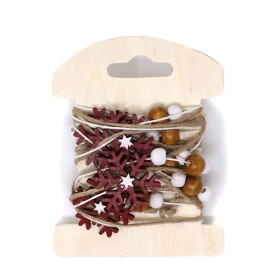 Guirnalda Copo Nieve Rojos Madera 200 Cms