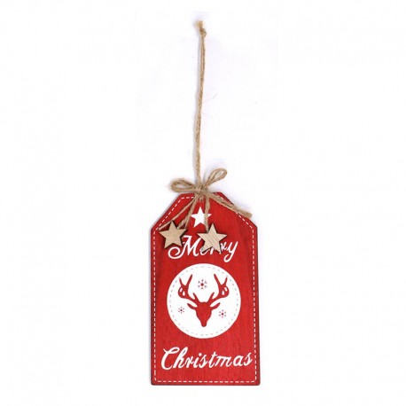 Colgante Merry Christmas Rojo Madera 15 Cms