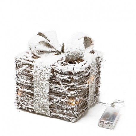 Caja Mimbre Luz 15 Leds 15 Cms